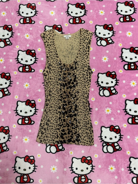 Cache Tops - Cache Leopard Sequin Tank Top - Brown